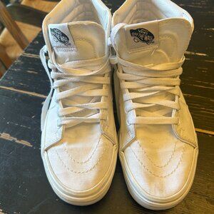 Vans Sk8Hi Style #721356 White Canvas Shoes M6/W8-Excellent Condition